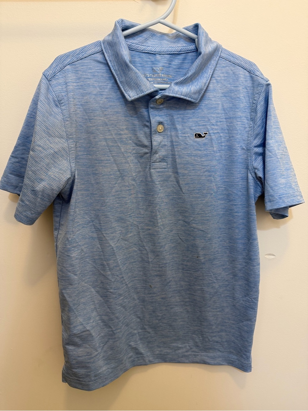 Vineyard Vines Kid’s Heathered Sky Blue Polo with Whale Logo